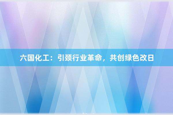 六国化工:引颈行业革命,共创绿色改日
